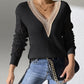 Lace Stitching Hollow Contrast Color Knitwear