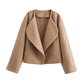 European And American Leisure Autumn And Winter Solid Color Lapel Double-sided Woolen Cardigan Coat