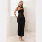 Irregular Off The Shoulder Bandeau Style Hugging Mesh Spliced Backless Dress