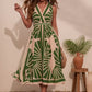 European And American V-neck Positioning Printing Backless Dress