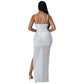 Women's Rhinestone Dress With Straps