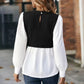 Women's New Round Neck Wavy Stripes Stitching Fashion Tops Temperament Blouse