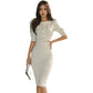Ladies Suit Single Breasted Half Sleeve Top High Waist Pack Hip Skirt