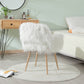 WHITE Faux Fur Upholstered Make Up Chair Side Dining Chair With Metal Leg WHITE Beech Metal Leg