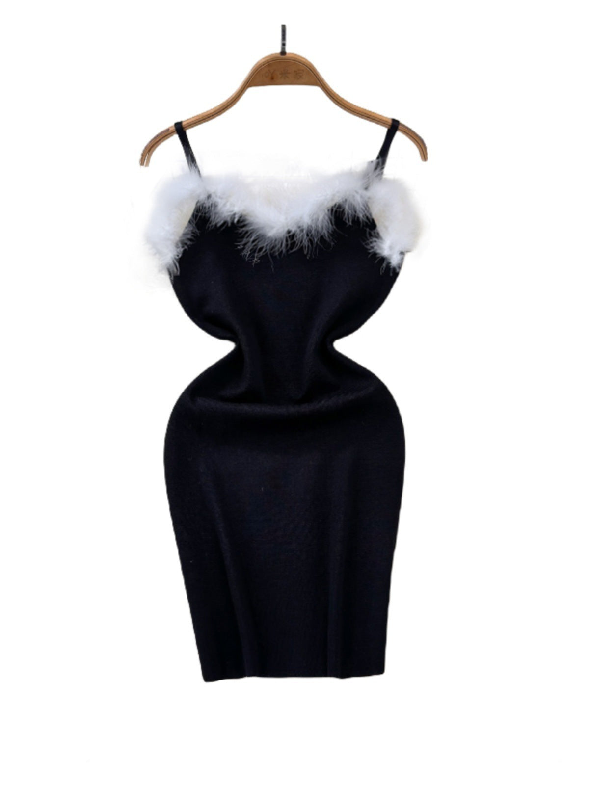 Furry Stitching Hip Base Sling Dress