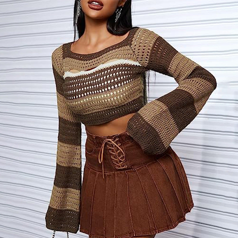 Women's Fashion Hollowed-out Long-sleeved Sweater