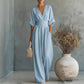 Waist-cinching V-neck Elegant Womens Jumpsuit