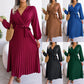 Temperament Dress Bohemian Ethnic Style Cross V-neck Pleated Skirt