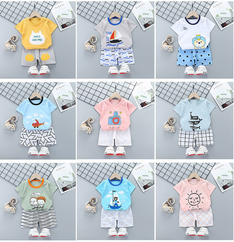 Ensemble d'été à manches courtes pour enfants en pur coton