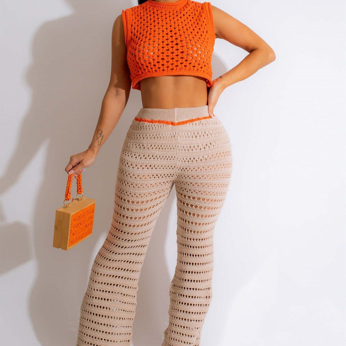 Combinaison de sport et de loisirs d'extérieur tricotée à la main et crochetée