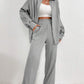 European And American Women's Clothing Solid Color Loose Drooping Smooth Pleated Casual Two-piece Suit