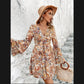 European And American Temperament High Waist Printed Elegant Dress