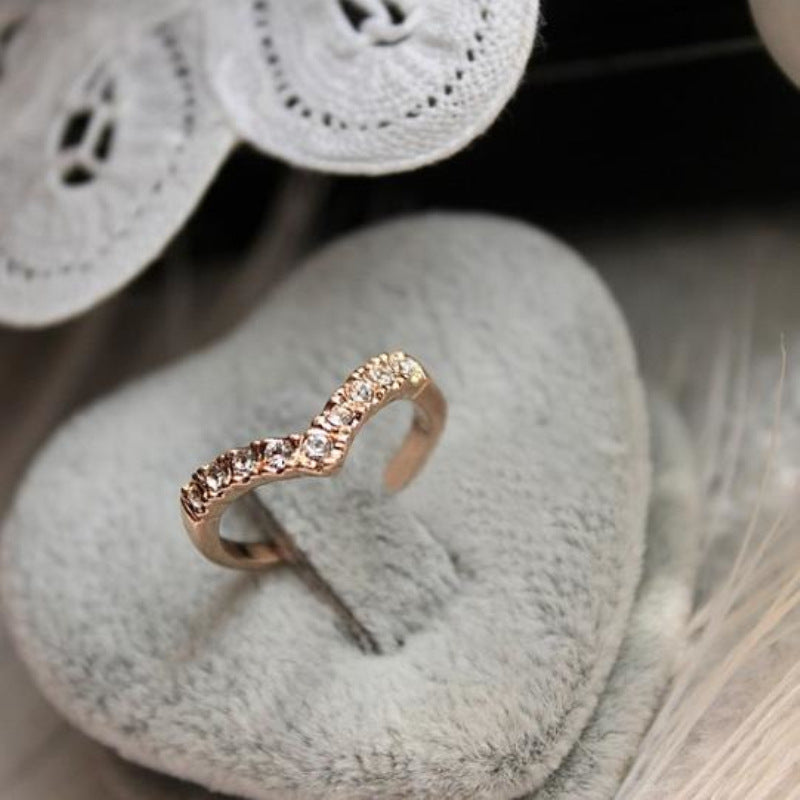 Rose Gold Vintage Zircon Ring Hipster Ladies