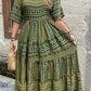 Plus Size All Over Print Tiered Dress, Vacation Notch Neck Short Sleeve Dress, Women's Plus Size Clothing