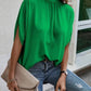 Women's Fashion Floral Print Slit Batwing Sleeve Top