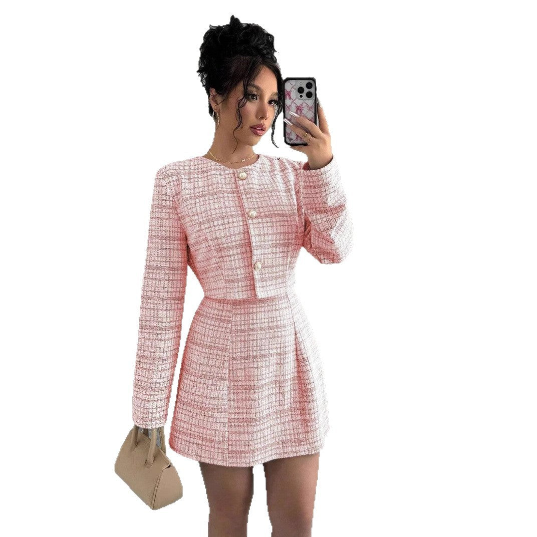 Autumn And Winter New European And American Single-breasted Short Coat French Retro Debutante Style Dress