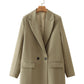 Solid Color Double-breasted Loose Casual Suit Jacket