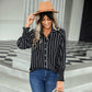 Ladies Fashion Casual Loose Versatile Shirt Striped Top