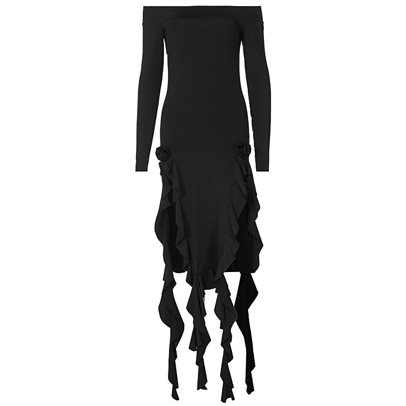 Women's Off-the-shoulder Design Long Sleeve Dress