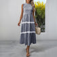 Casual Womens Lace Ruffle-neckline Sleeveless Striped Dress