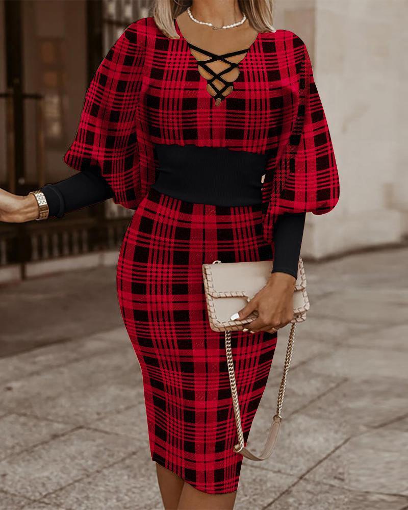 Robe gracieuse et tendance à manches lanternes et taille ajustée