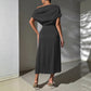 Womens Stylish Casual Off-shoulder Pleated Dress