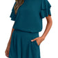 Women's Fashionable Casual Two-Piece Set Crew-Neck Short-Sleeve Top And Shorts