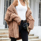 New Brown Plush Cardigan Long-sleeved Trendy Double-sided Plush Coat