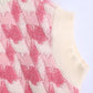 Women's V-Neck Sleeveless Check Pullover Knit Vest