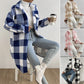 Women's Fashion Polo Collar Plush Plaid Coat