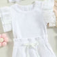 Lace Cuff Hem Round Neck Rib Fabric