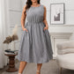 Contrast Color Striped Sleeveless Pocket Fashion Dress