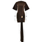 Fitted Half-sleeve Dress With A Tie Ruffles And A Cinched Waist