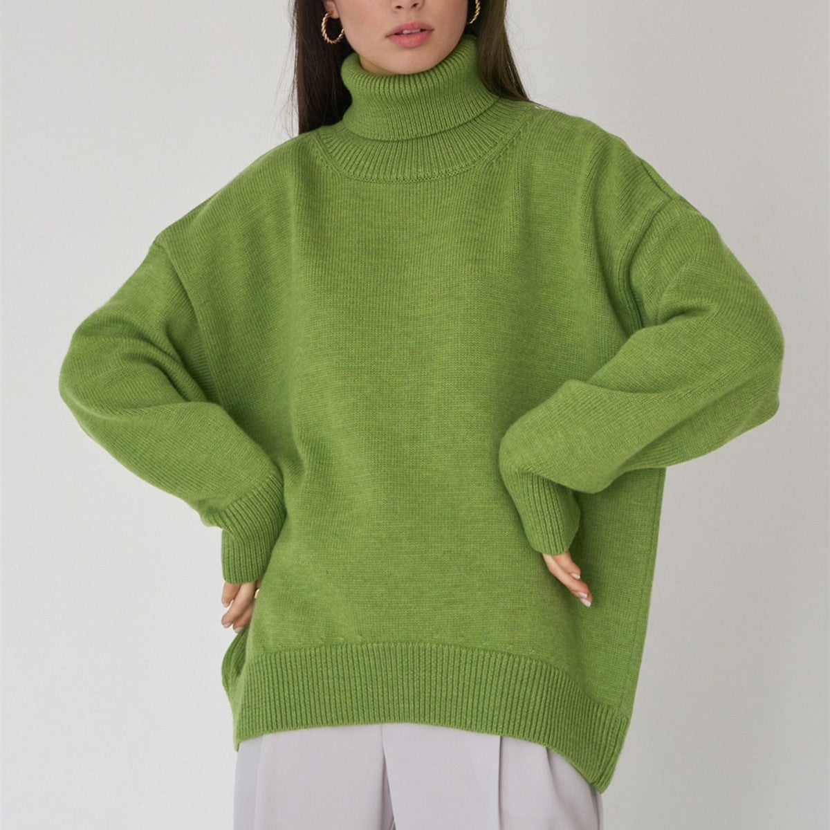 Pull à col roulé uni tendance pour femme