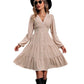 Commute Style Long Sleeve V-neck Stitching Waist Girdle Dress