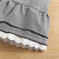 Ensemble trois pièces pour fille, haut à manches longues en tricot avec col en dentelle, jupe courte en dentelle à carreaux avec chapeau