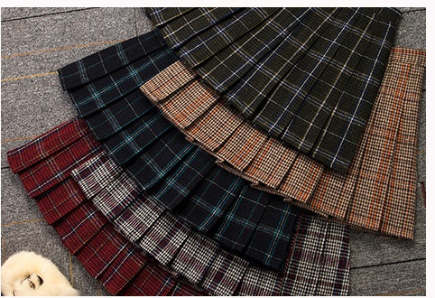Pleated Skirt High Waist Plaid Skirt Autumn And Winter A-line Skirt