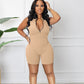 Women's Casual Sleeveless Candy Multi-color Zipper Jumpsuit