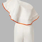 One Shoulder Lotus Leaf Decorative Shorts Set