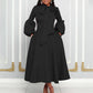 Puff Sleeve Bow Lace-up Large Skirt High Waist Dress