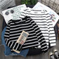 T-shirt à manches longues pour femme, style western, rayé noir