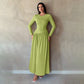 Base Pleated Solid Color Long Dress
