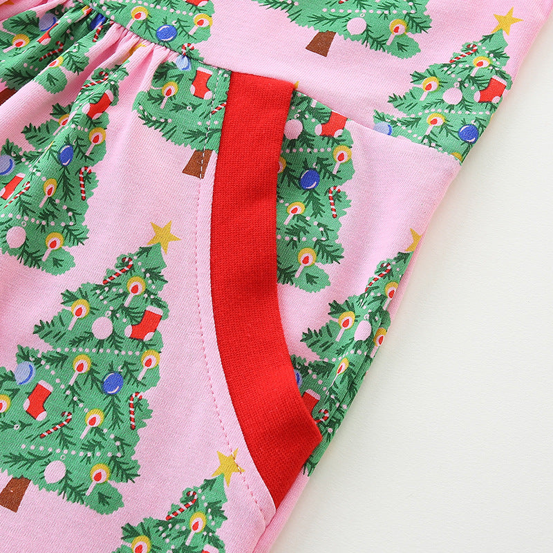 Christmas Tree Printed Children's Princess Dress