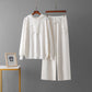 Niche Knitted Blue Embroidery Casual Two-piece Suit