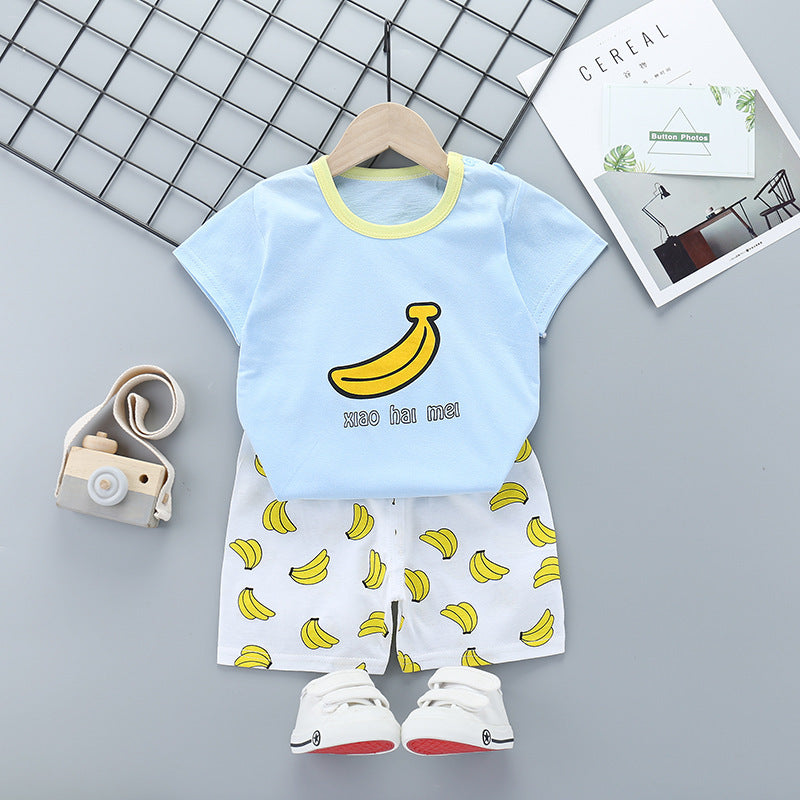 Ensemble d'été à manches courtes pour enfants en pur coton