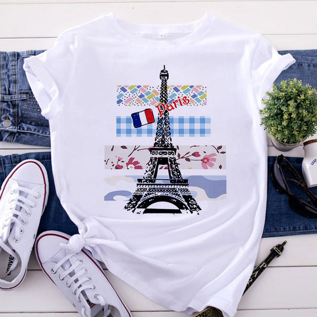 T-shirt à manches courtes pour femme imprimé Tour Eiffel