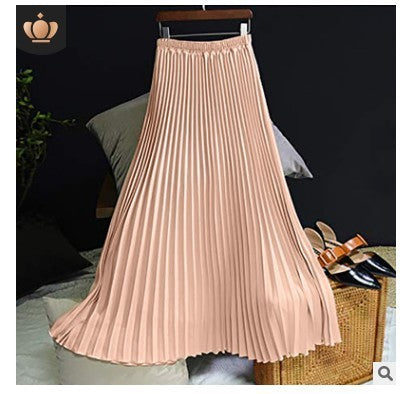 Solid Color High Waist Half-length Skirt Female Elastic Waist Chiffon Skirt