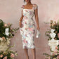 Elegant And Romantic Mesh Floral Print Pleated Midi Dress