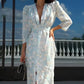Women's Polyester Deep V-neck Slim-fit Printed Dress