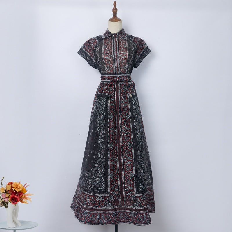 Lapel Slim Top Long Skirt Two-piece Set